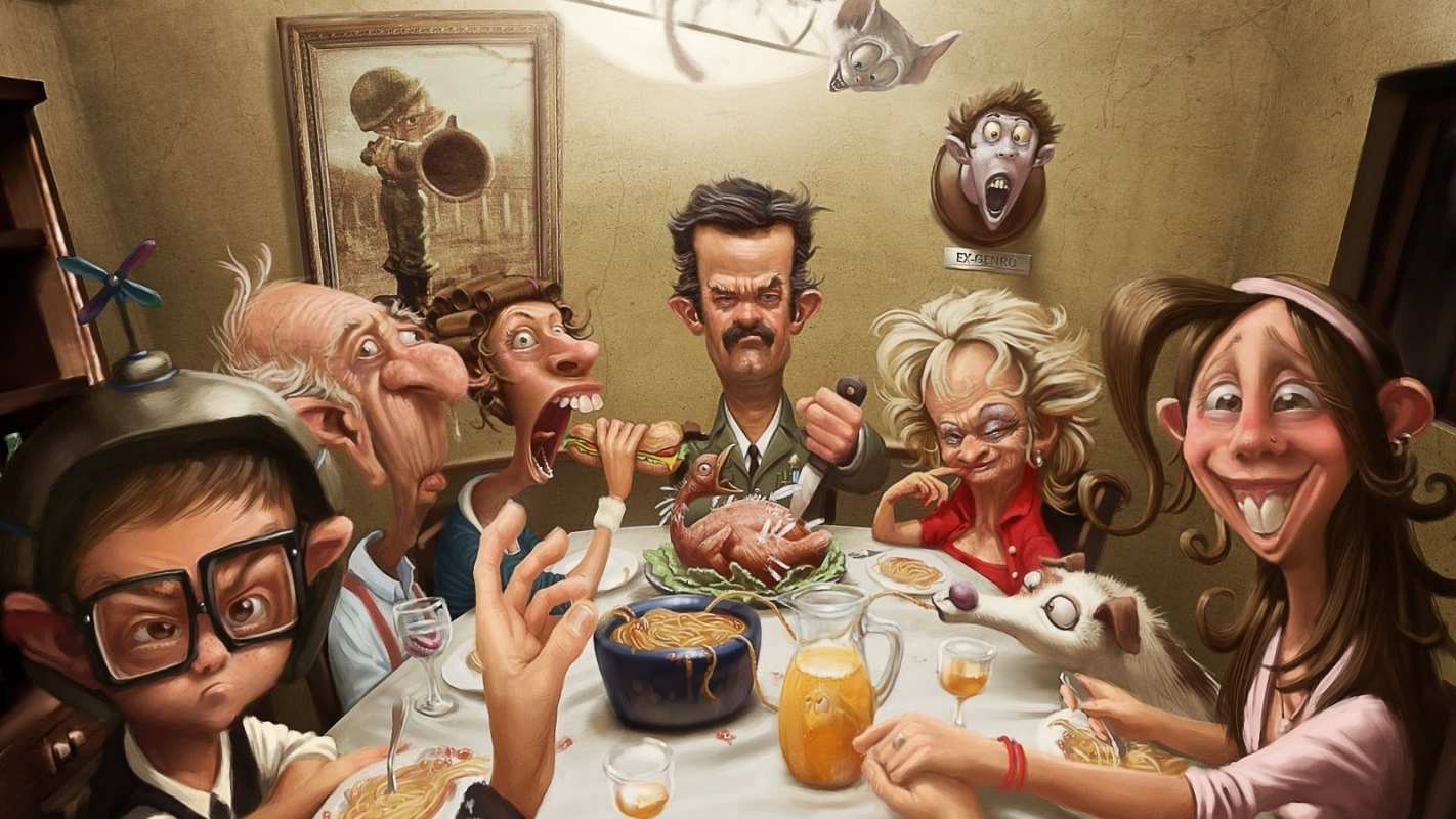 Открытка семья и застолье  с днем семьи   happy family day 